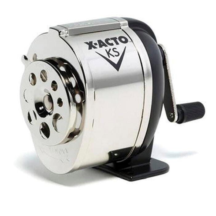 X-ACTO KS Manual Multi-Hole Pencil Sharpener, Black/Chrome, Item Number 380144